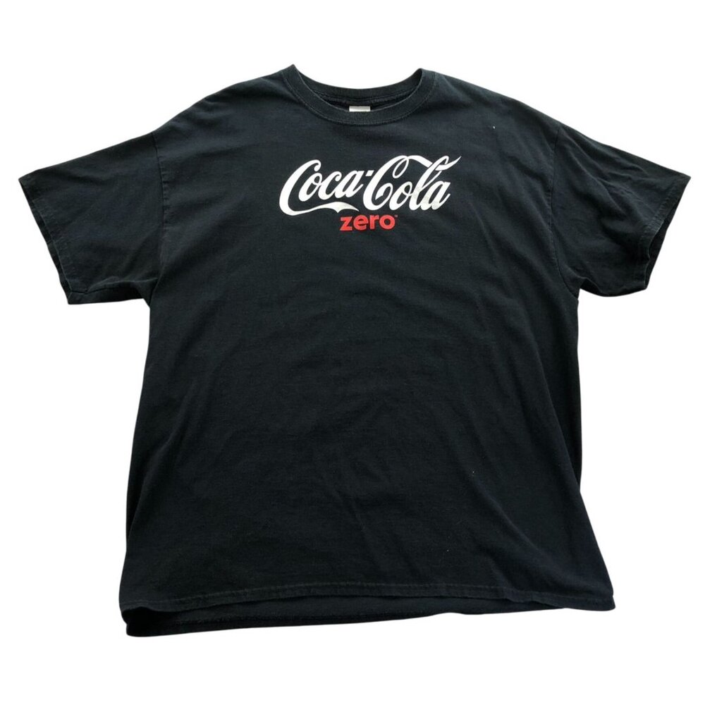 Gildan Mens Coca-Cola T-Shirt XL Black Short Sleeve Heavy Cotton Graphic Tee Top